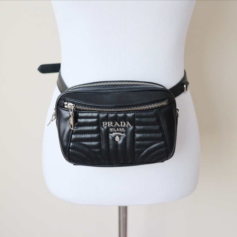 Prada Quilted Leather Belt Bag / Fanny Pack Black